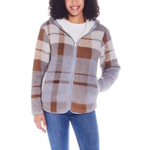 Weatherproof Long Slv Fleece Reversible Jacket Blue/Brown Plaid Womens S... - $422.72 MXN