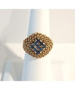 Antique ALY Ring 0.45tcw Blue Sapphire 18K Solid Yellow Gold Filigree Sz... - £1,905.85 GBP