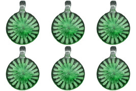 Green Lampwork Glass Pendant Bead Round Flower Part Pack of 6 - £14.83 GBP