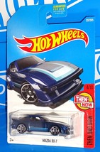 Hot Wheels 2017 Then And Now Series #337 Mazda RX-7 Blue w/ PR5s - £2.34 GBP
