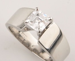 1.00 Carat Émeraude Coupe Diamant Solitaire Platine Fiançailles Taille Bague 5.5 - £6,160.76 GBP