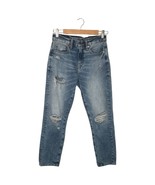 American Eagle Jeans Mens 28X30 Dad Jean Distressed Light Wash Denim Blue - $29.77 CAD