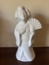 Vintage Tall Geisha Girl w/Fan Tiki Mug White Ceramic Drinking Cup Japan... - $19.80