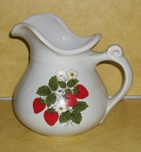 Vtg Mccoy Strawberry Berry Blossom Water Tea Pitcher Pottery Late Century Modern - £14.84 GBP