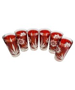 Ruby Red Flash Atomic Pinwheel Glasses Vintage 1970&#39;s Dominion Glass Set... - £35.30 GBP