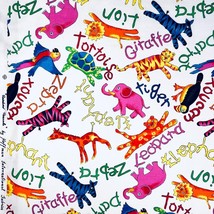 Colorful Zoo Animals Fabric Rainbow Rascals by Hoffman 100% Cotton By the Yard - £8.64 GBP