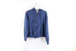 Vtg 90s Gap Sport Womens Small Faded Blank Full Zip Hoodie Sweatshirt Blue USA - £54.08 GBP