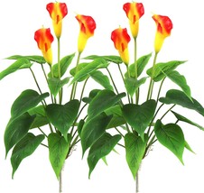 Beebel Artificial Flower 17 Inches Calla Lily Silk Plant Fake Bonsai, Orange, 2 - £26.37 GBP