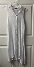 Mia Gabrielle Womens Size Medium White Crepe Swim Coverup Button Up Slee... - $13.99