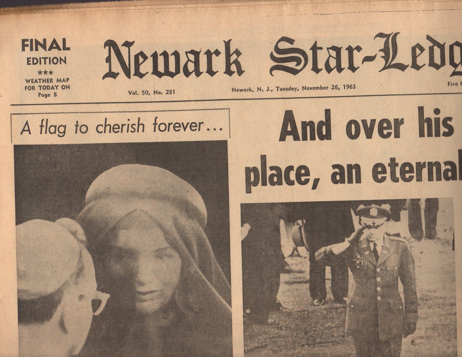 Newark Star-Ledger Newspaper 1963 Tuesday November 25, 1963 - $6.90