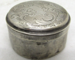 Antique Engraved Sterling Silver Round Pill Box 14.9g - $226.71