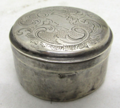 Antique Engraved Sterling Silver Round Pill Box 14.9g - £178.33 GBP