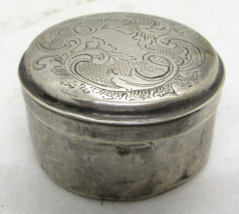 Antique Engraved Sterling Silver Round Pill Box 14.9g - £178.10 GBP