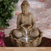Buddha Water Fountain Tranquil Indoor Meditating Tabletop Statue Relaxin... - $46.83