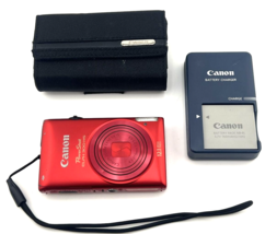 Canon PowerShot ELPH 300 HS 12.1MP Digital Camera RED HD 5X Zoom Battery Charger - £256.53 GBP