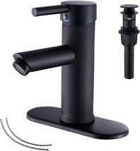 Ggstudy Black Bathroom Sink Faucet Single Handle One Hole Matching With Pop Up - £31.59 GBP