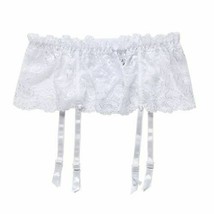 Cszxx Women&#39;s 4-Strap Wide Lace Suspender Garter Belt, White - £7.81 GBP