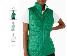 Kate Spade Quilted Reversible Vest Green/White Polka Dot NWT Sz L - £155.95 GBP