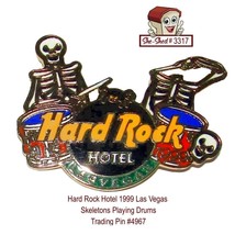 Hard Rock Hotel 1999 Las Vegas Skeleton Playing Drums Trading Pin  - £15.85 GBP