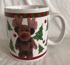 Boyds Collection Bearware Pottery Works 2004 Holiday Mug Cup Reindeer Bear Trees - £10.38 GBP