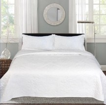 Santee White And White Color Reversible Bedspread Set 3 Pcs King Size - £39.56 GBP