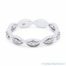 0.13 ct Round Cut Diamond Right-Hand Band 14k White Gold Stackable Fashion Ring - £418.95 GBP