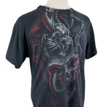 Dragons &amp; Skulls Mythical Beast T-Shirt Large S/S Crew Black Fantasy Fol... - $16.99