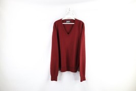 Vintage 70s Streetwear Mens Size Large Blank Knit V-Neck Sweater Burgundy USA - £39.52 GBP
