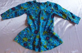 Le Top Girl&#39;s Blue Floral Print Corduroy Drop Waist Tiered Ruffle Dress Sz 3T - £11.71 GBP