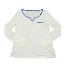 Nautica Womens Flannel Trimmed Long Sleeve Top Color White/Blue Size M - £31.32 GBP