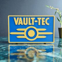 Fallout Vault-Tec Logo Sign Plaque Desk Display Gaming Room Decor Collec... - $14.69