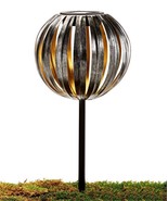 Orb Style Solar Garden Stake Metal Rechargeable Battery Antique Silver F... - £35.55 GBP
