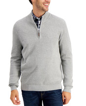 Mens Sweater Quarter Zip Cotton Soft Grey Heather Xxl Club Room $65 - Nwt - £14.38 GBP
