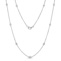 2.00Ct Round Cut Simulated 11-Station Solitaire Necklace in Sterling Silver - £29.23 GBP