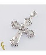 Gorgeous 14k White Matte Gold Cross Pendant w/ 0.15 ct Flush Set Round D... - $14,787.16 MXN