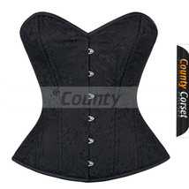 Full Steel Boned Over bust Waist Training Bustier Gothic Black Brocade C... - £53.07 GBP