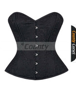 Full Steel Boned Over bust Waist Training Bustier Gothic Black Brocade C... - $66.98