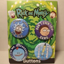 Rick And Morty Pin Buttons Set of Four Official Cartoon Collectible Badges - $10.69