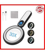 USB Rechargeable 30X Magnifying Glass with Touch Button - Senior-Friendl... - $532.12 MXN