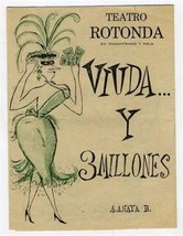 Teatro Rotonda Viuda Y 3 Millones Program 1960&#39;s Mexico City - £17.08 GBP