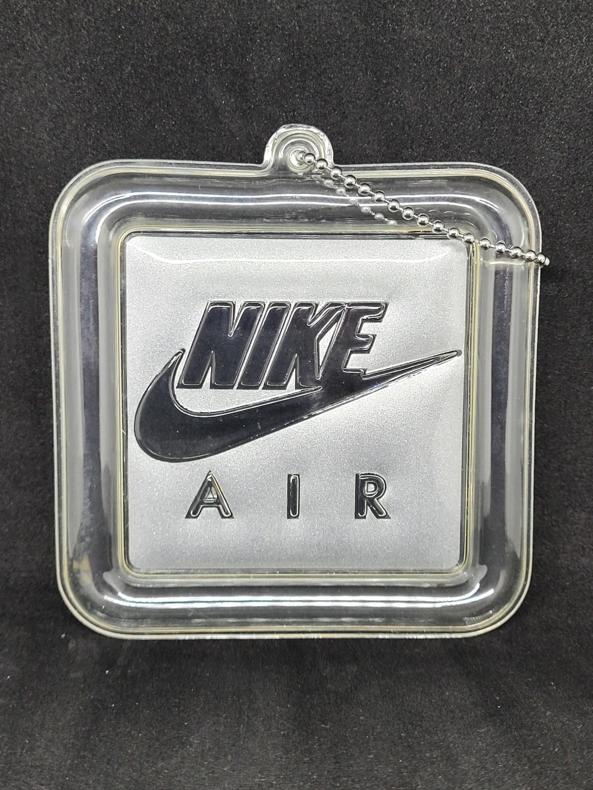 Primary image for Nike Air 3.5" Large Hang Tag Keychain - Silver Clear Soft Plastic (Air Cushion)
