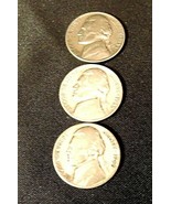 1945 PDS Silver Wartime Jefferson Nickels (Three) AA20-7411 Vintage - $144.67 CAD