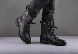 Black Military Style Boot, Combat Boot, Winter Boot, military style Boot - £199.58 GBP
