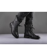 Black Military Style Boot, Combat Boot, Winter Boot, military style Boot - £197.51 GBP