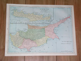 1901 Original Antique Map Of Cyprus / Crete Candia Greece - £24.38 GBP