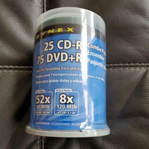 NEW SEALED DYNEX Combo Pack 25 CD-R 75 DVD+R Blank CD DVD 100 Discs DX-M... - $21.84