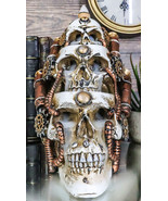 Steampunk Geared Trio Skulls Smoke Waterfall Backflow Incense Cone Tower... - £23.90 GBP