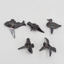 Vintage Set Di Argento Piastra Miniatura Portacandele Animali Uccello Rana Pesce - $39.58