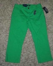 Womens Capris Crop Pants Chaps Slimming Green Denim Jeans Pants-size 2 - £15.77 GBP