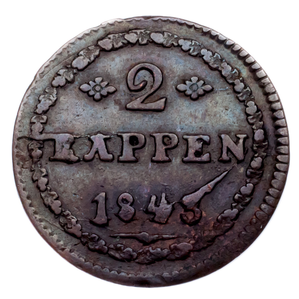 1801-1843 Swiss Cantons 1/2 Batzen, 1 & 2 Rappen Coin lot of 3 (VF) Item image 4